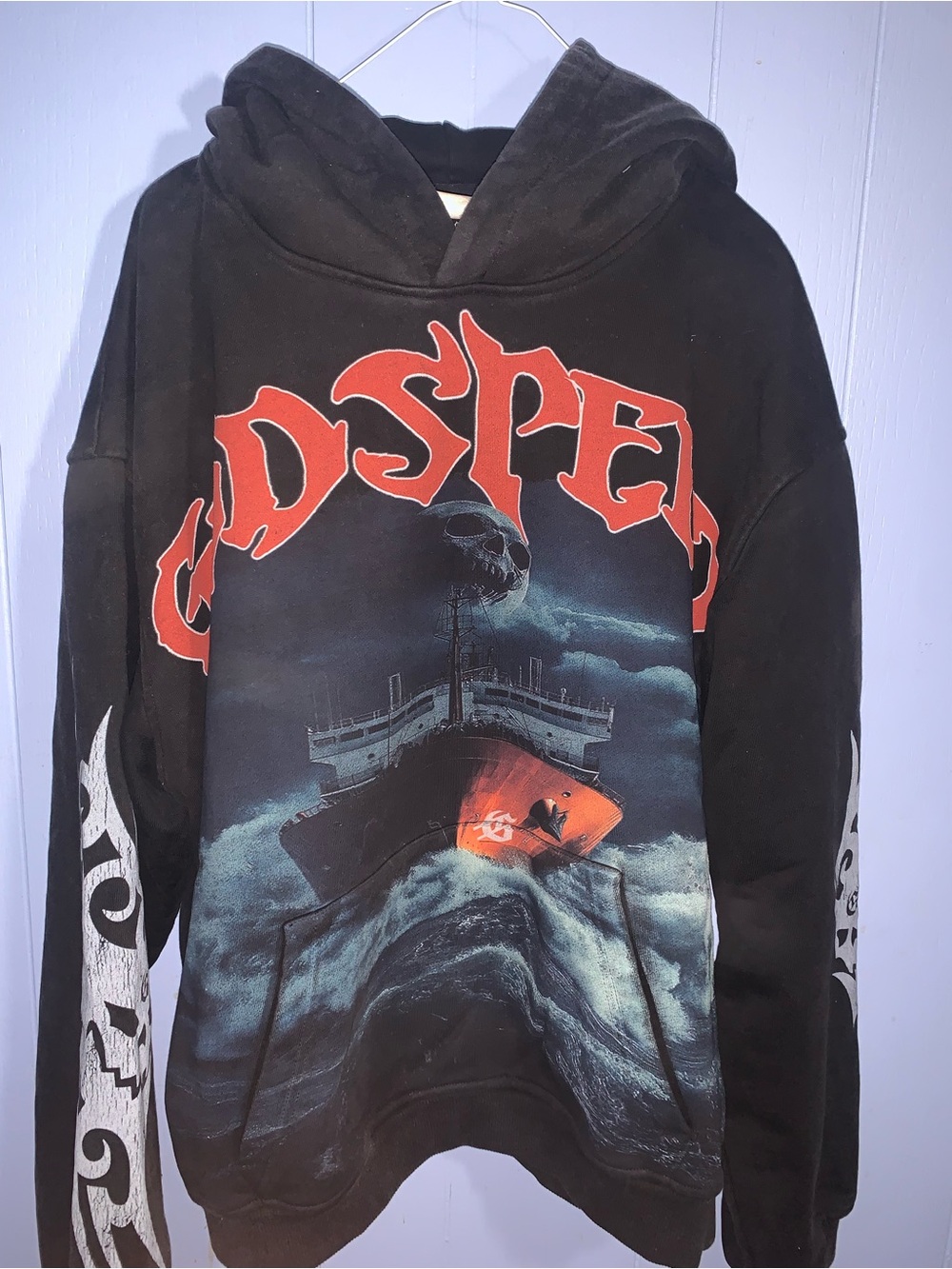 Godspeed seasick black wash hoodie